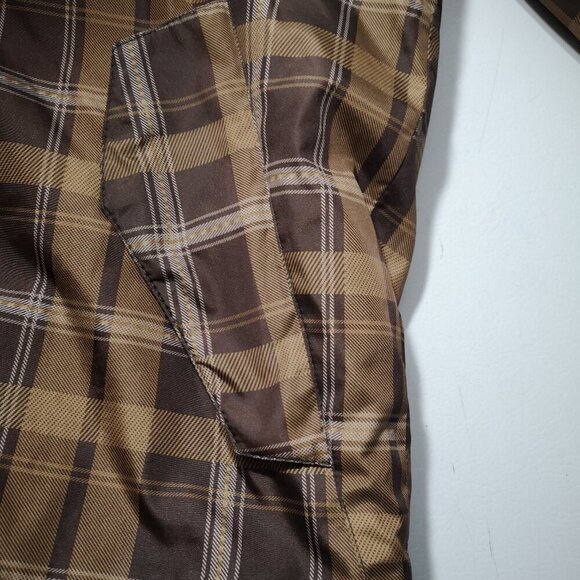Capsize Men's Size Large Tan & Brown Plaid Lined Hooded Jacket - Picture 9 of 14